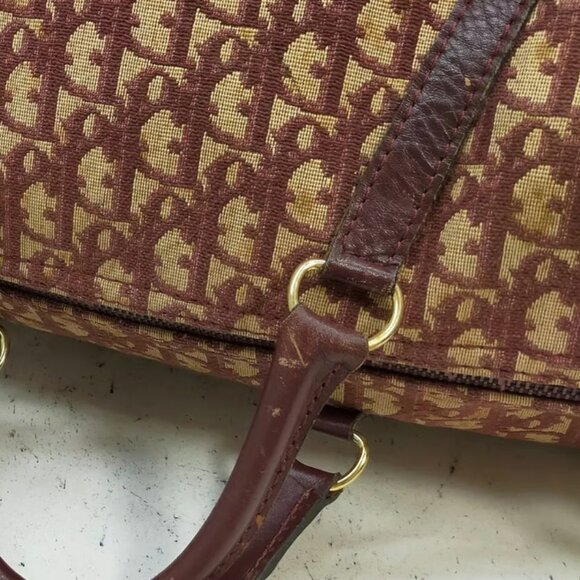 AUTHENTIC CHRISTIAN DIOR BORDEAUX CANVAS HANDBAG - Picture 4 of 12